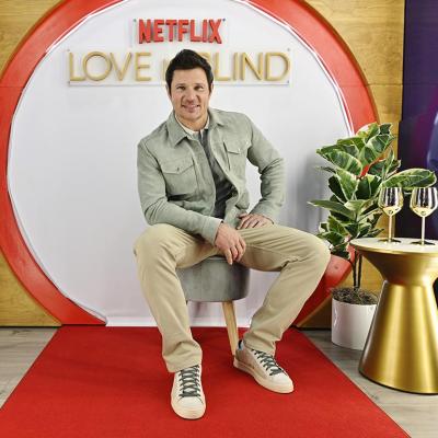 Love is Blind host Nick Lachey poses for a portrait in New York City at a Netflix event.