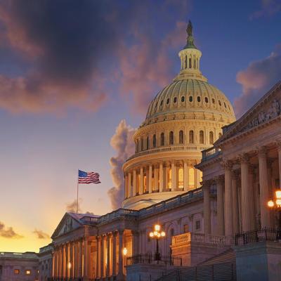 US Capitol building at sunset, Washington DC, USA.