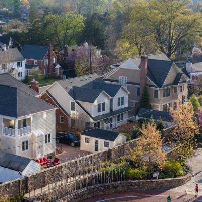 An aerial view of Chevy Chase, Maryland, a wealthy suburban neighborhood in the outskirts of Washington, D.C.