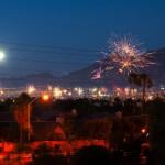 Fireworks lit up the sky as a Las Vegas neighborhood celebrate Fourth of July.