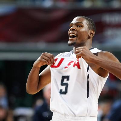 Kevin Durant in action at the 2010 World Championships of Basketball during the game between USA vs Lithuania.