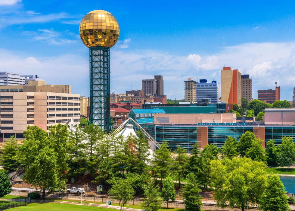 The Sunsphere, a prominent fixture in Knoxville's skyline.