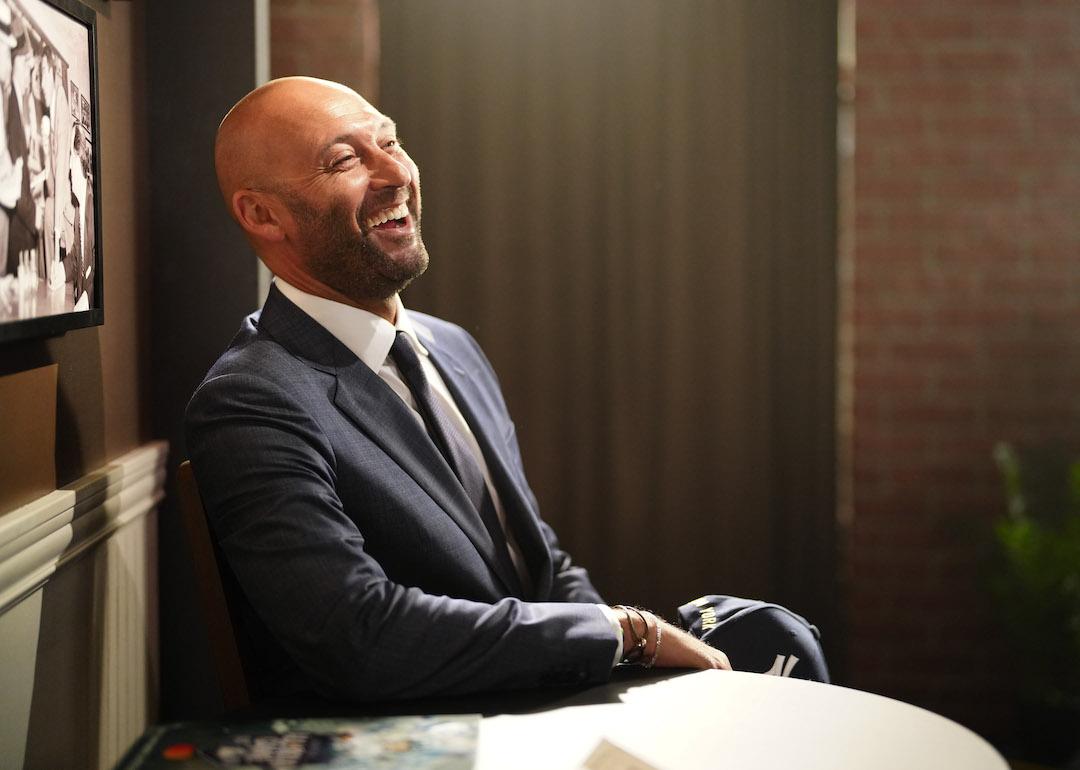 Former Major League Baseball player Derek Jeter during a Fox shoot before the Gatorade All-Star Workout Day at T-Mobile Park on July 10, 2023 in Seattle, Washington.