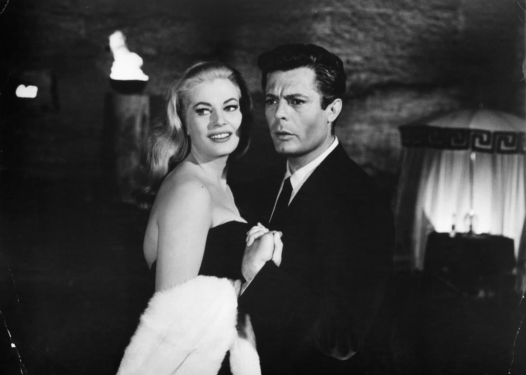 Anita Ekberg and Marcello Mastroianni in a scene from the film 'La Dolce Vita.'