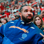 Drake attends a game between the Houston Rockets and the Cleveland Cavaliers.