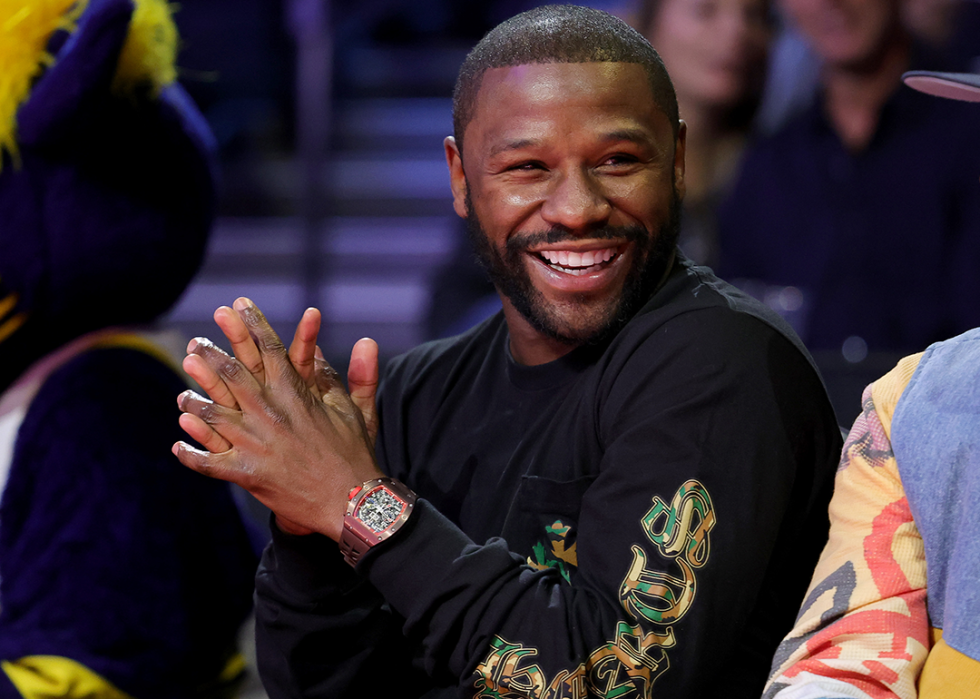 Floyd Mayweather Jr. at a basketball game.