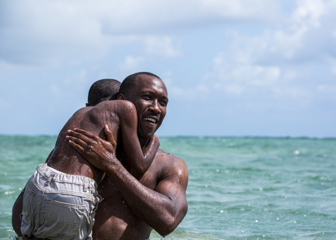 Mahershala Ali and Alex R. Hibbert in a scene from Moonlight.