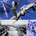 A collage of images of Olypmic athletes competing.