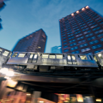 Chicago's elevated train at night